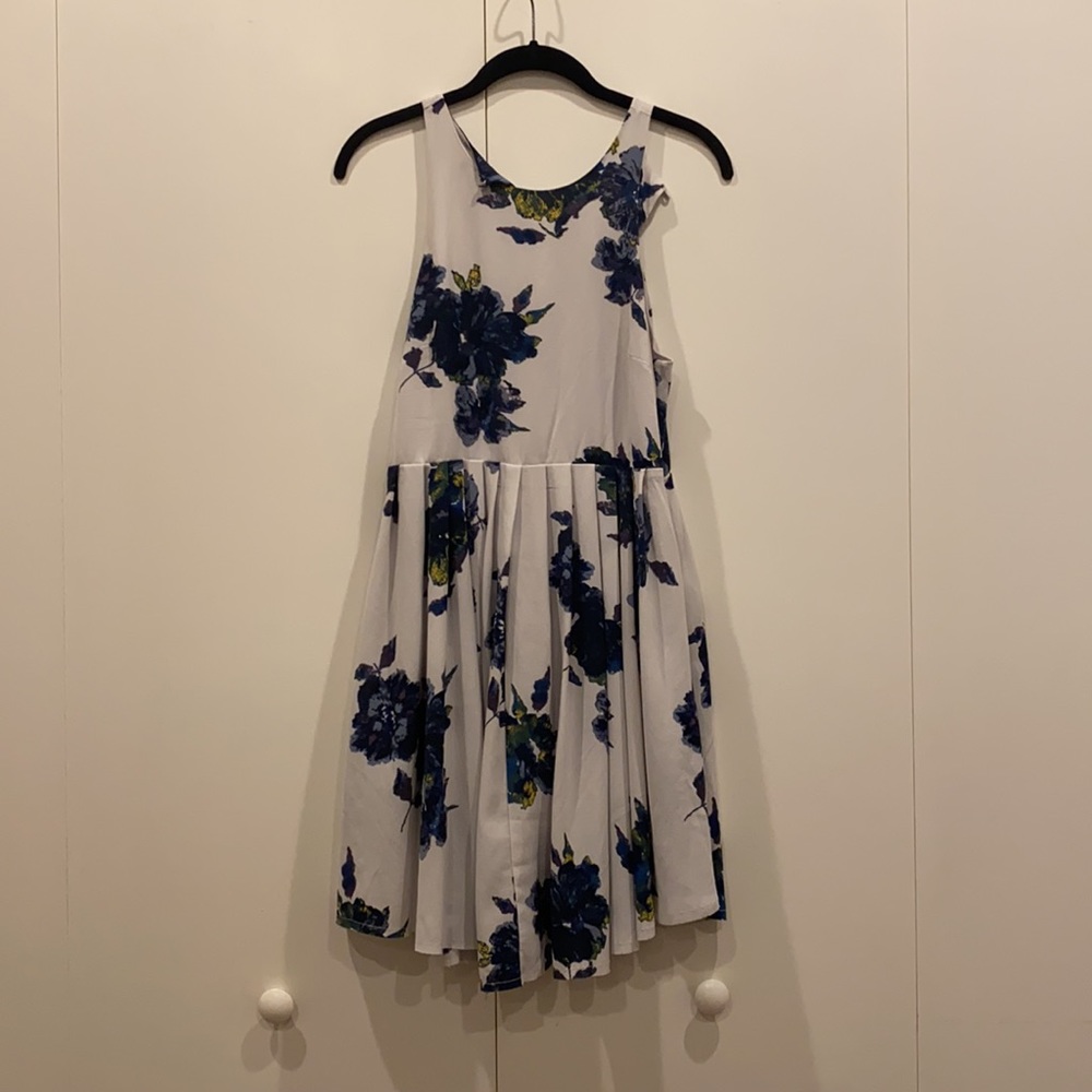 Free People Gray Lilac Navy Floral Dress